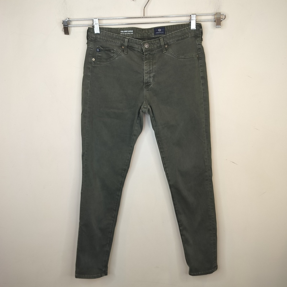 Adriano Goldschmied Abbey Ankle Pants 29 Mid Rise Skinny Olive Green
